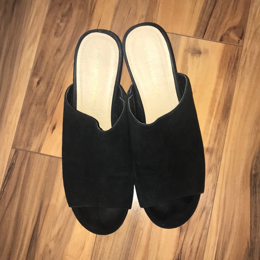 Black Block Heeled Peep toe Shoes